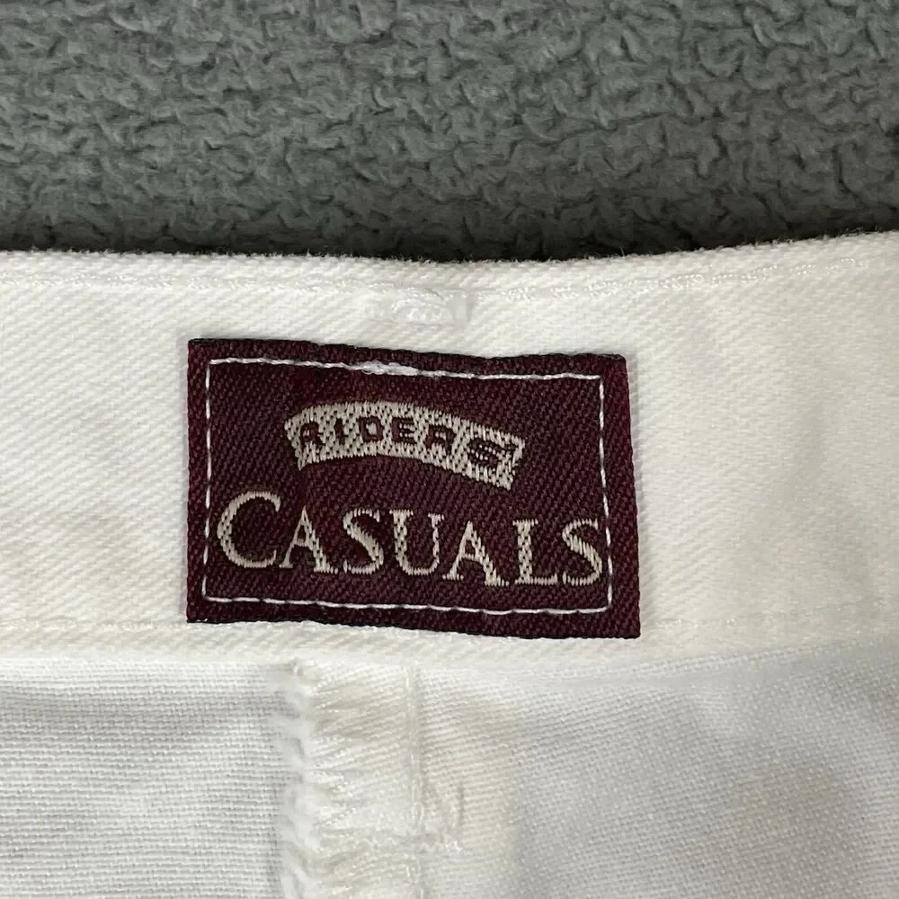 Riders Casuals White Denim Bermuda Shorts High Waist Cuffed Women's 10M Cotton - Picture 6 of 13